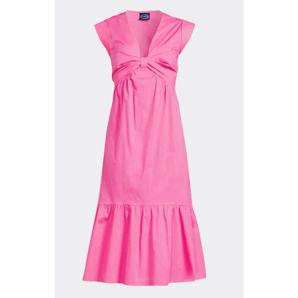 Scoop Pink Bow Knot Front Midi Dress Women's Size XL 16-18